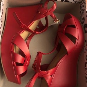 Red Strappy Wedges